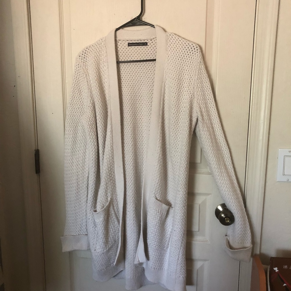 Abercrombie & Fitch White Long Cardigan